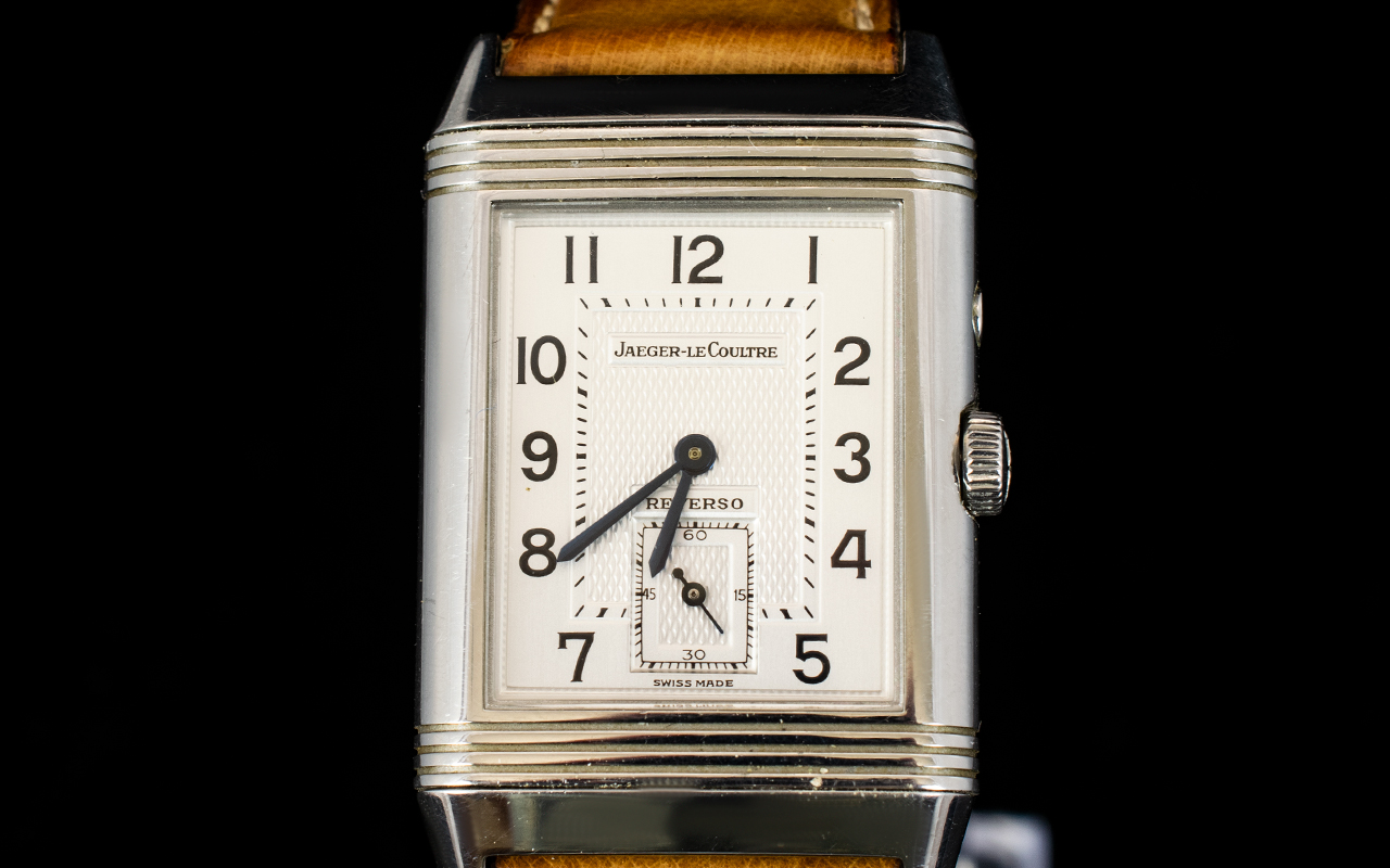 Jaeger - Le - Coultre 270854 - Very Fine Reverso Duo-face Night and Day Steel Wrist Watch with - Bild 3 aus 3