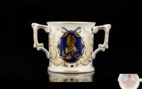 Royal Crown Derby Queen Mother's 90th Birthday Loving Cup with original box and certificate. No. 334