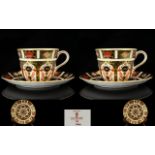 Royal Crown Derby Old Imari Cups and Saucers - single gold band, pattern no. 1128.