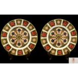 Royal Crown Derby Old Imari - Single 22ct Gold Band Superb Pair of Cabinet Plates.