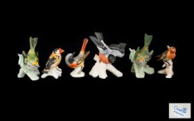 A Collection of Goebel Hand Painted Ceramic Bird Figures ( 6 ) Six In Total.