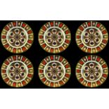 Royal Crown Derby Set of Six Superb Quality Old Imari 22ct Gold Single Band Cabinet Plates.