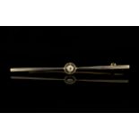 Antique 18ct Gold Diamond Set Bar Brooch Central milgrain diamond, stamped 18c, weight 4.95 grams