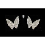 Diamond 'Batwing Butterfly' Stud Earrings, round cut diamonds, totalling .