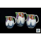 A Collection Of Three Losolware Jugs In Suntrae Design 5510 Circa 1930's, of graduating size,