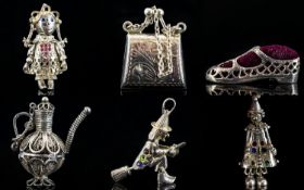 Excellent Collection of Assorted Silver Reticulated Pendants / Charms ( 5 ) Five In Total + a
