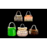 A Collection of Five (5) Decorative Glass Handbags. Assorted styles, in various colours.