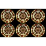 Royal Crown Derby - Set of Six Old Imari Superb Quality 22ct Gold Single Band Cabinet Plates.