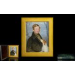 A 19th Century Portrait Miniature Framed and glazed in hinged leather bound case,