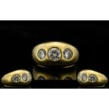18ct Yellow Gold Gentleman's 3 Stone Diamond Ring - handsome gypsy set of very good quality.