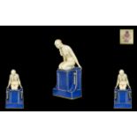 Royal Worcester Art Deco Figure Modelled as a Naked Girl In Biscuit Glaze,