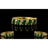 18ct Gold Emerald and Diamonds Set Dress Ring - of attractive form and nice design.