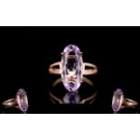 Rose de France Amethyst Solitaire Ring, an elongated oval cut Rose de France amethyst of 8.
