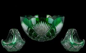 A Collection Of Hungarian Cut Glass Baskets And Bowls Three pieces in total,