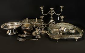 A Good Collection of Silver Plated Table Ware including a Candelabra Set,