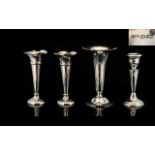 A Collection Of Three Silver Bud Vases Each of fluted trumpet form, various hallmarks to include,