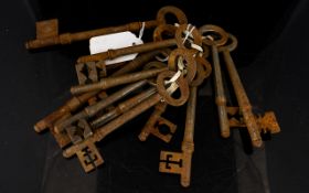 A Collection Of Twelve Victorian Large Keys - Longest 6 Inches. Please See Accompanying Image.