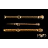 Three Antique Propelling Pencils One engraved throughout and marked S Mordan and co.