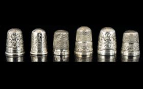 A Collection Of Silver Charles Horner Thimbles Six in total - various date letters to include,