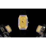 18ct Gold Corum Graff Diamond And Lavender Jade Set Wristwatch Comprising elongated octagonal case