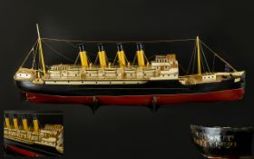 Titanic Interest - Large & Impressive Handmade Wooden Model of The Titanic Cruise Ship of large