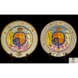 Paragon - Coronation Hand Painted and Printed Commemorative Cabinet Plates ( 2 ) to Celebrate. 1/