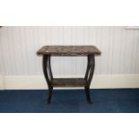 Oriental Carved Wood Occasional Table - of rectangular form with curved legs and rectangular bottom