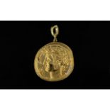 Designer 18ct Gold Diamond Set Pendant In the form of an ancient coin marked to reverse 'Azlee 18k ,