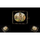 19th Century Micro Mosaic Brooch Depicting Arcadian ruins, the whole,