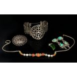 A Mexican Silver Cuff Bracelet Hinged statement bracelet of pierced,