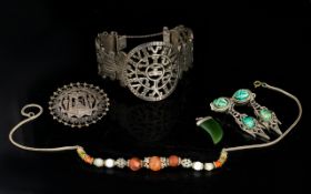 A Mexican Silver Cuff Bracelet Hinged statement bracelet of pierced,