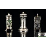 A Small Collection of Antique Period Sterling Silver Pepperettes of interesting form and design and
