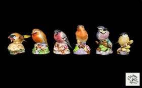 Royal Worcester Bone China Hand Painted Bird Figures ( 6 ) Six In Total.