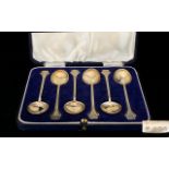 Art Deco Period Boxed Set of Six Sterling Silver Tea Spoons In The True Art Deco Design hallmark