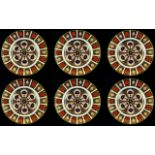 Royal Crown Derby - Set of Six Old Imari Superb Quality 22ct Gold Single Band Cabinet Plates.