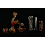 A Collection of Decorative Glassware to include a large glass colourful cockeral 15" tall,