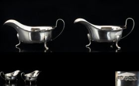 E. Viner 1930's - Nice Quality Pair of Silver Sauce Boats of Pleasing Form and Lustre.