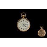 Ladies 1920's - Attractive Ornate 14ct Gold Open Faced Fob Watch with Fancy Painted Dial From The