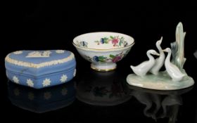 A Small Collection Of Decorative Ceramics Three items in tital to include Wedgwood blue jasperware