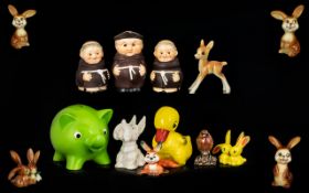 Collection Of Ceramic Figures To Include 3 Hummel Goebel Monk Figurines,