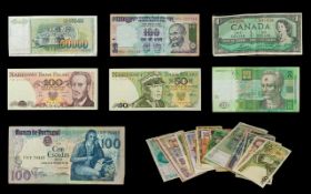 Collection Of 25 World Banknotes, Countries To Include Portugal, Japan, Argentina,