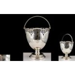 Victoria Period Exceptional Quality Silver Bell Shaped Swing Handle Sugar Basket Of large and