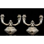 Art Nouveau Period Stylish Pair of Silver Twin Branch Candelabra ' Tulip Bud ' Design. c.1900.