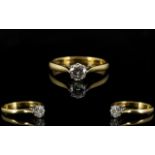 18ct Gold Nice Quality Single Stone Diamond Ring - the brilliant cut round diamond of excellent