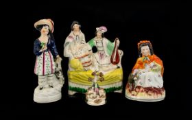 A Collection Of 19th Century Staffordshire Flatback Figures Four items in total,