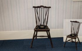 Spindle Back Chair of small proportion, with padded petit point seat. Height 22''. See photographs.