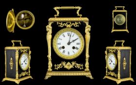 French Mid 19th Century Belle Epoque Superb Gilt Metal Mantel Clock - by Japy Freres,