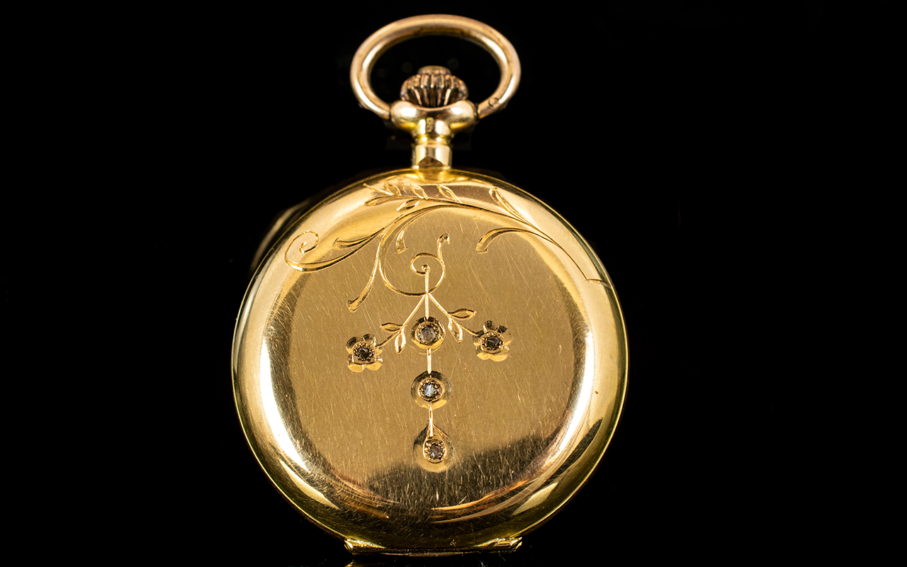 Antique Period Ladies Top Quality 18ct Gold Miniature/Small Keyless Full Hunter Pocket Watch - with - Bild 2 aus 3