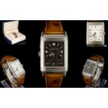 Jaeger - Le - Coultre 270854 - Very Fine Reverso Duo-face Night and Day Steel Wrist Watch with