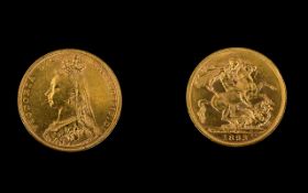 Queen Victoria Superb - 22ct Gold Jubilee Head Full Sovereign - Date 1893.
